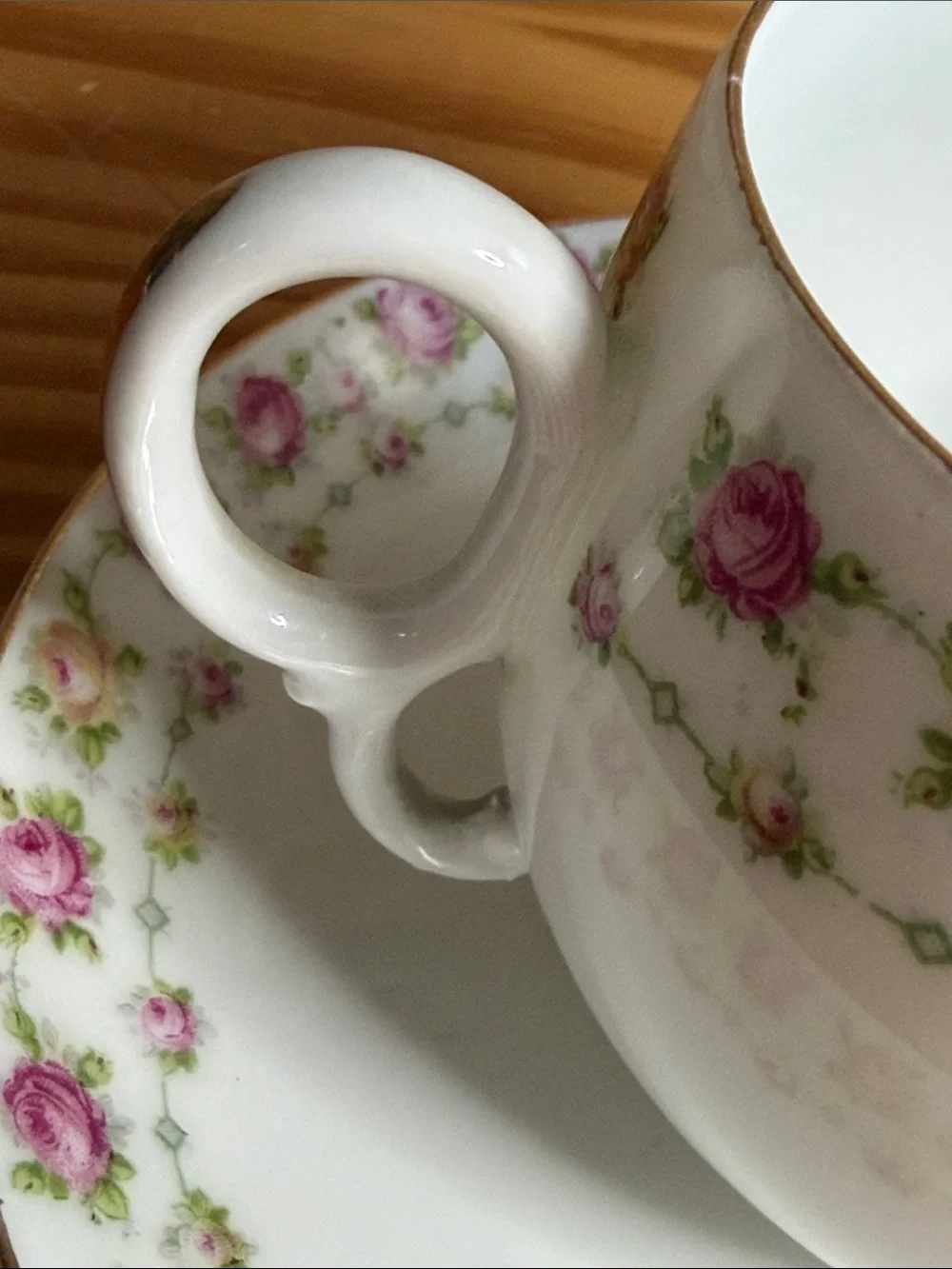 Antique PK Silesia Vintage Rose Teacup & Saucer Set Germany 1914